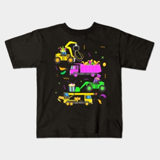 Construction Vehicle Mardi Gras For Toddler Boys Kids Youth Kids T-Shirt